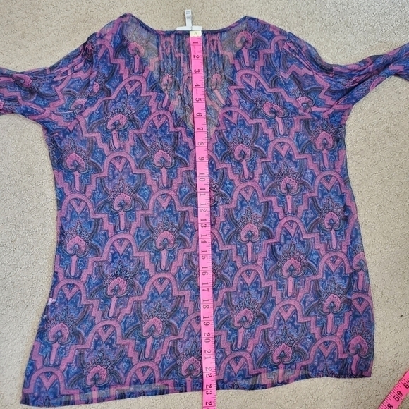 3/$30 ❤️ 𝅺joie Bohemian Sheer Paisley Print Silk Pop Over Blouse Size XXS - Picture 12 of 14